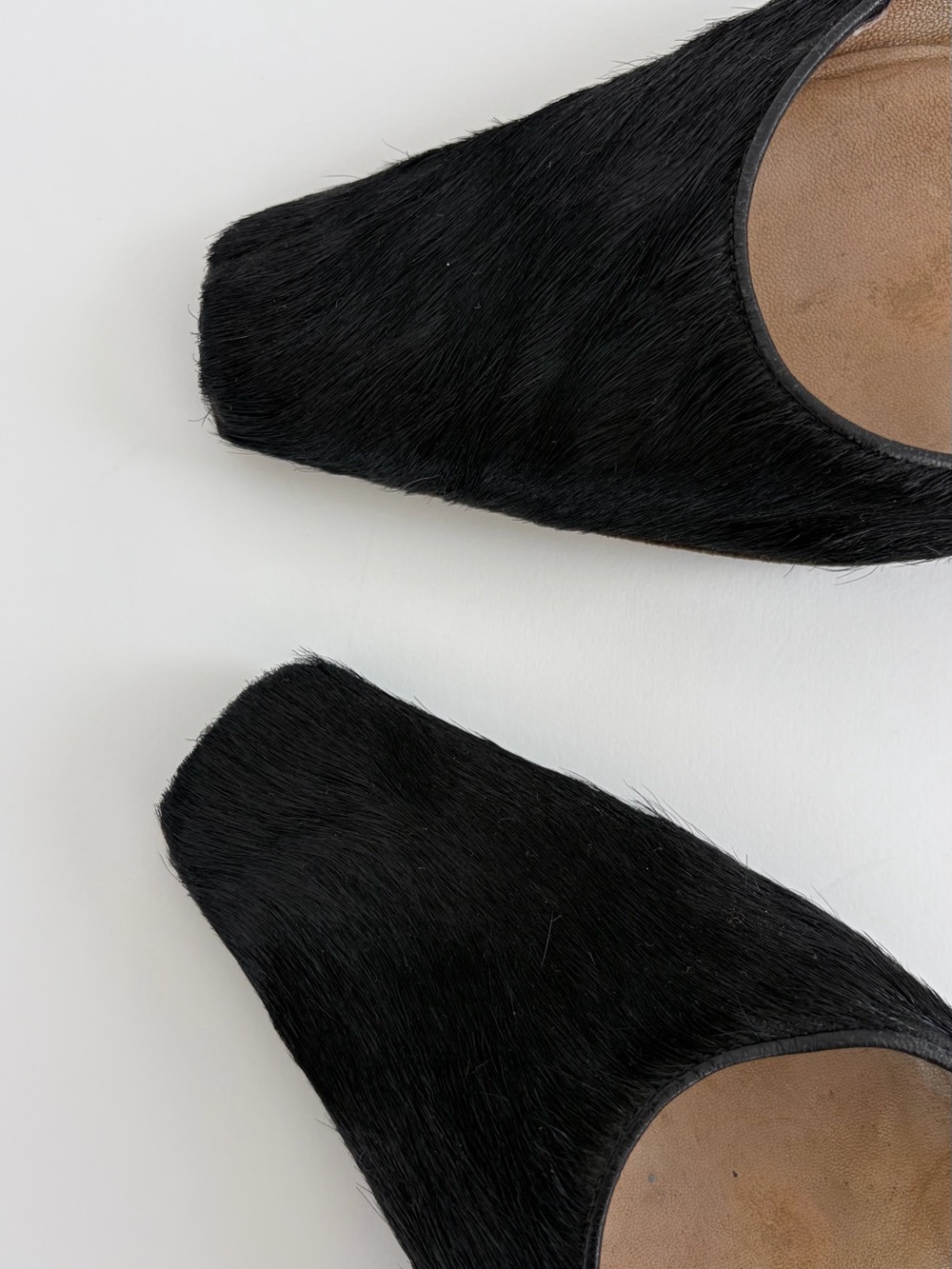 Vintage Giuseppe Zanotti Poney Hair Sqare Toe Black Mules - Picture 7 of 10